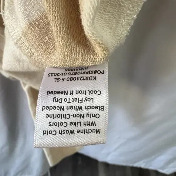 Evereve Women’s Dress Beige White stripe XS Midi Classic Preppy Terry Pockets - Picture 7 of 10